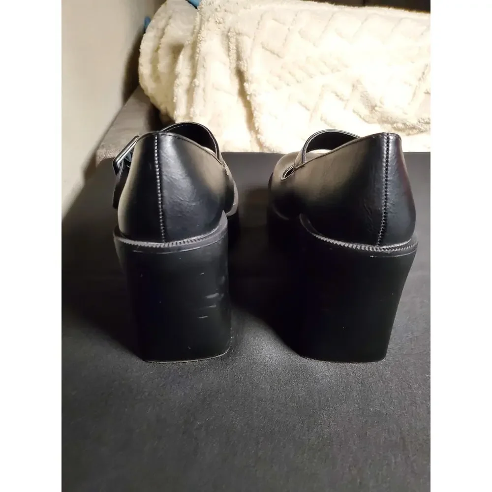 Madden Girl Black Chunky Platform Mary Jane Pumps Lug Sole Heel Womens Size 8.5